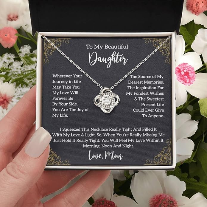 VIRAGIL To My Daughter Gift Necklace From Dad or Mom - Badass Daughter Jewelry With Heartfelt Message & Elegant Box