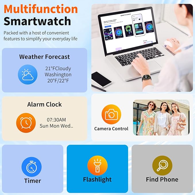 2025 Upgraded Smart Watch Alexa Built-in【1.83" HD Touchscreen】【BT5.3 Call, 100+ Sports Modes & IP68 Waterproof】 Fitness Tracker 24/7 Heart & Sleep Monitor for Android iOS Men Women