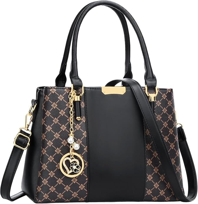 KKXIU 3 Zippered Compartments Purses and Handbags for Women Top Handle Satchel Shoulder Ladies Bags
