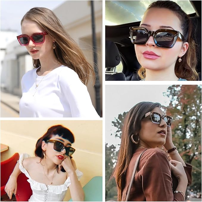 FEISEDY Classic Women Sunglasses Fashion Thick Square Sun Glasses Chunky Frame UV400 B2471