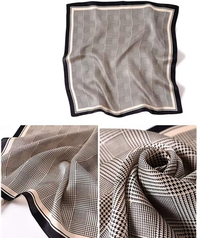 ANDANTINO 100% Real Mulberry Silk Scarf -21'' x 21''- Lightweight Neckerchief –Women Men Small Square Digital Printed Scarves