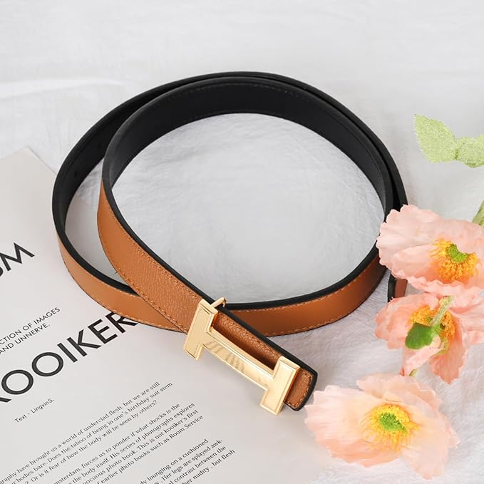 Relang Women's Belts with Gold Buckle, Fashion Waist Band, Elegant Ladies' Belt, Gift for Women