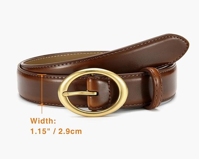 Womens Belt - CR Leather Belt Women Casual for Jeans Pants Dress - Belts with Gold Buckle for Women Fashion