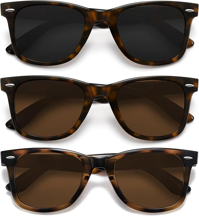 MEETSUN Retro Polarized Sunglasses for Women Men Classic Mirror Lens Driving Trendy Sun Glasses UV Protection (3 Pack)