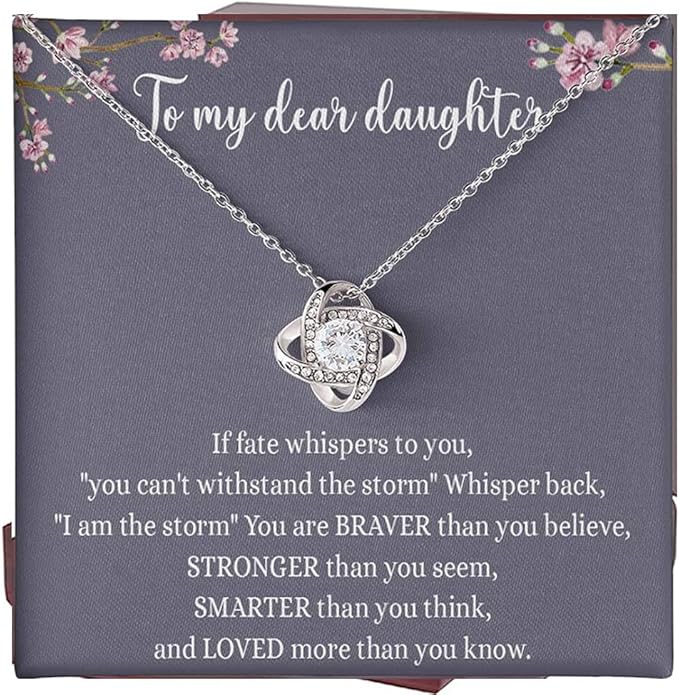 VIRAGIL To My Daughter Gift Necklace From Dad or Mom - Badass Daughter Jewelry With Heartfelt Message & Elegant Box