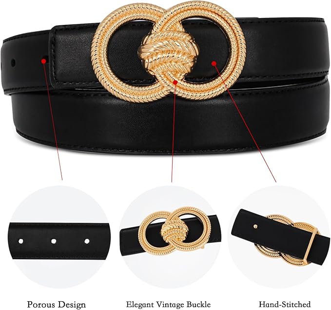 Relang Women's Belts with Gold Buckle, Fashion Waist Band, Elegant Ladies' Belt, Gift for Women