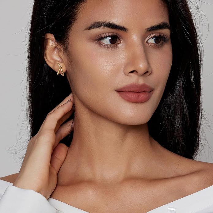 IMBOS Earrings for Women Trendy 14K Gold Stud Earrings Claw Earring Dainty Simple Minimalist Gold Earring Hypoallergenic Jewelry for Women Gifts