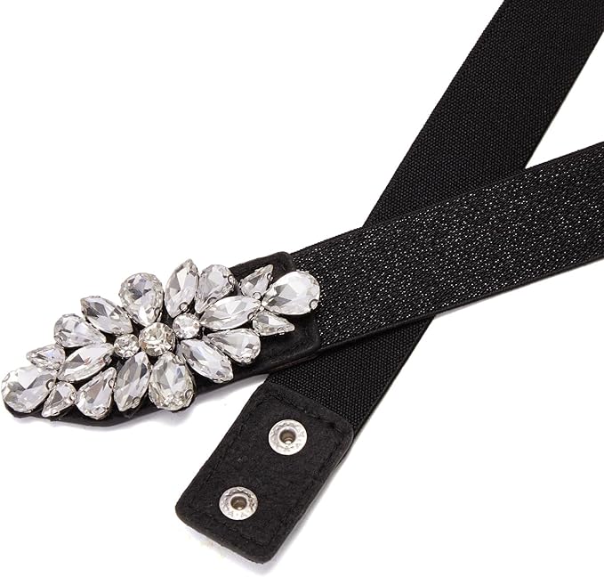 Womens Belts for Dress Fashion Rhinestone Elastic Bow Belt Skinny Waist Belt