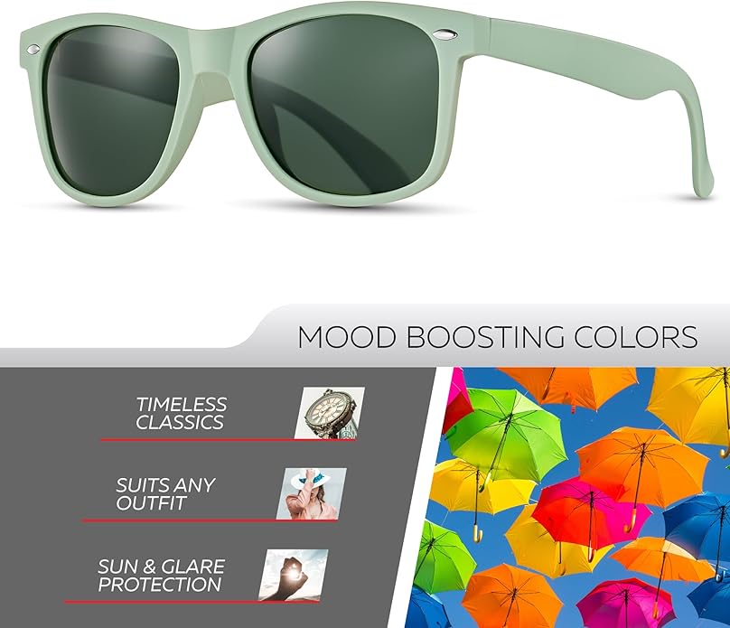 Retro Rewind Polarized Sunglasses for Men and Women - UV Protection Classic Sun Glasses