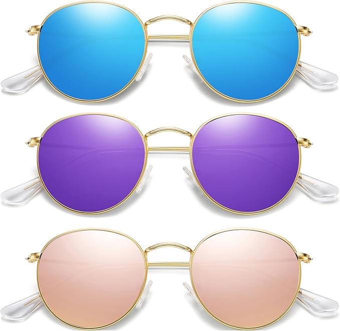 MEETSUN Round Polarized Sunglasses for Women Men Classic Retro Metal Frame Sun Glasses UV Protection