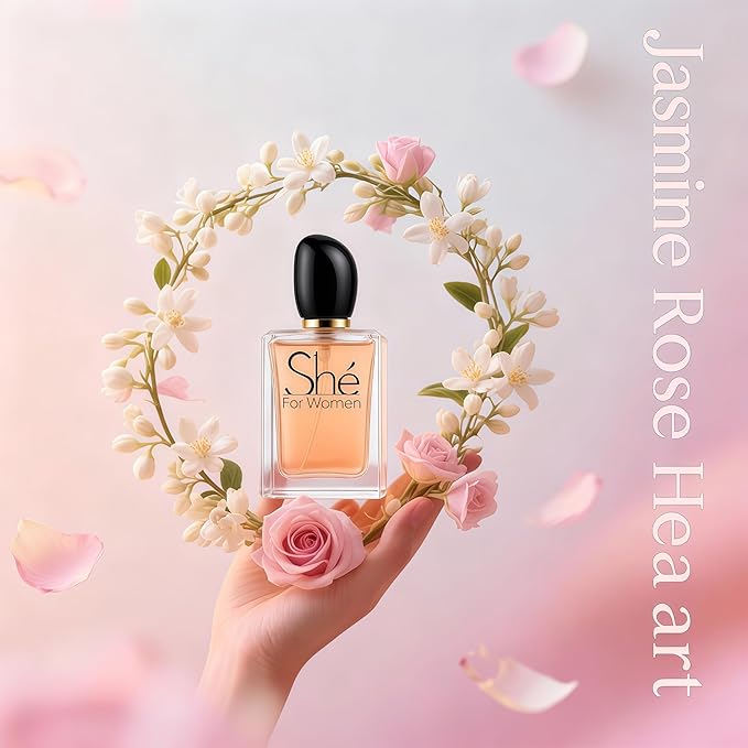 She, Perfume for Women, Long Lasting EDP, Feminine Scent, Delicate Fragrances for Women, Day to Night Wear, 3.4 Fl Oz