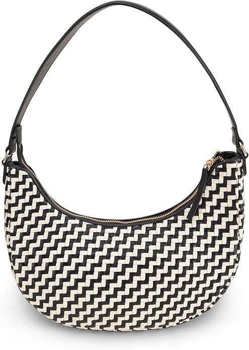 Handmade Woven Genuine Leather Bag, Premium Quality, Crossbody Purse & Hobo Handbag, Diagonal Pattern, 11.81x3.94x9.06 Inches
