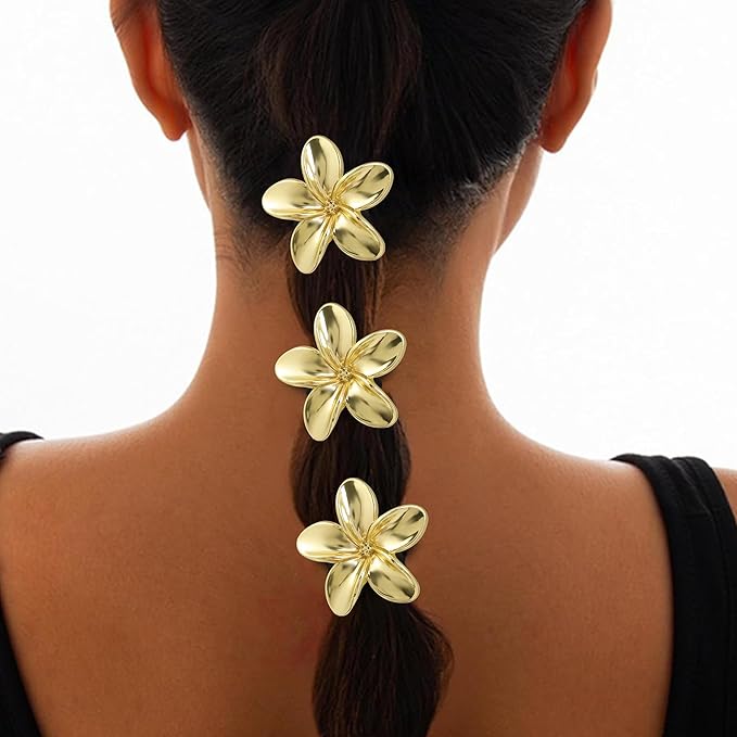 Gold Metal Hair Ties for Women - Cuffs, Accessories, Elastic Bands for Thick and Thin Hair Ponytails