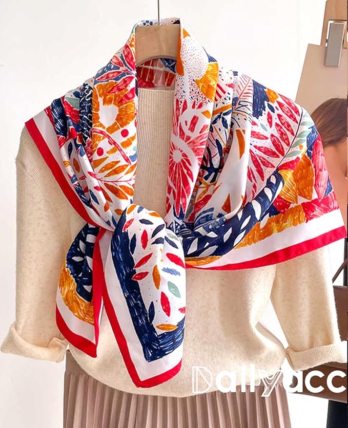 Dailyacc Hair Bandanas Scarf For Women Lightweight Fashion Neck Silk Satin Head Scarves For Sleeping Handbags Scarf