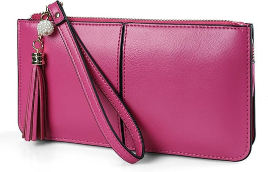 befen Genuine Leather Wristlet Clutch for Women Ultra-Slim Ladies Credit Card Holder Wallet Purses with RFID Protection