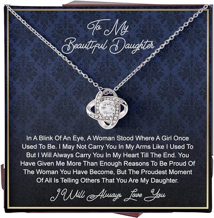 VIRAGIL To My Daughter Gift Necklace From Dad or Mom - Badass Daughter Jewelry With Heartfelt Message & Elegant Box
