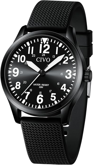 CIVO Analog Wrist Watches for Men: Waterproof Stainless Steel Mens Watches - Silver Watch with Easy Read Dial Men's Watch for Gift