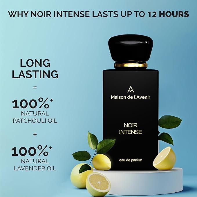 Maison de l'Avenir Noir Intense - Unisex - Cologne for Men - Perfume for Women - Aromatic Fougère - with notes of Lavender, Bergamot and Patchouli - Long Lasting - Fine Niche Fragrance