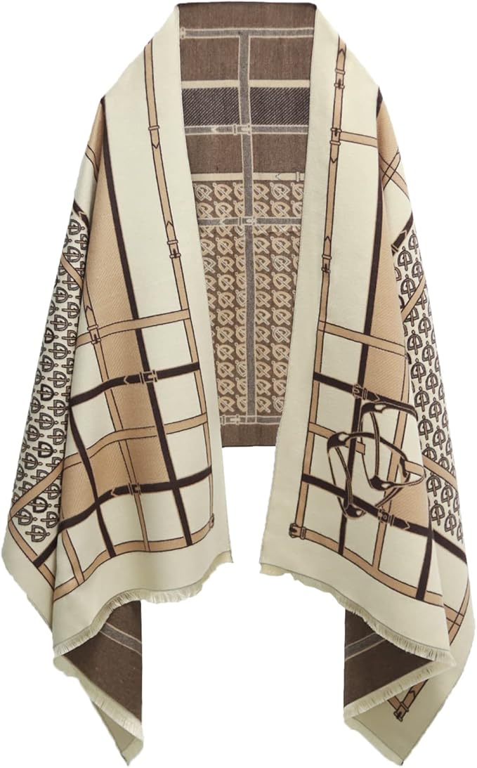 EXTREE Scarfs for Women Pashmina Silky Shawl Wrap for Evening Dressing Blanket Open Front Poncho Cape