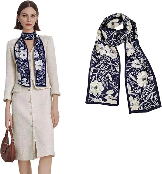 100% Mulberry Silk Ribbon Scarf for Hair Beach Head Wraps for Women Handbag accessories Necktie