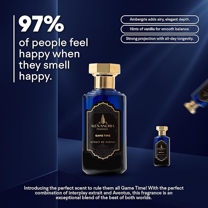 Alexandria Fragrances Game Time Extrait de Parfum - Luxury Long Lasting Perfume for Men & Women - Premium Unisex Fragrance with Sweet Airy Notes & Intoxicating scents - Perfumes Para Hombre 100ml