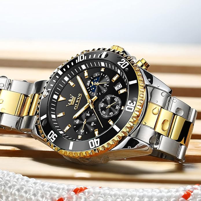 OLEVS Mens Watches Big Face Stainless Steel Waterproof Date Analog Quartz Watches Fashion BusinessWrist Watches for Men…