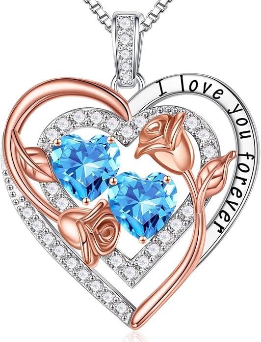 Iefil Mothers Day Gifts for Wife - Sterling Silver Birthstone Necklace Birthday Gifts for Her Wife