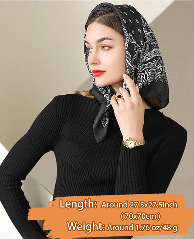 Dailyacc Hair Bandanas Scarf For Women Lightweight Fashion Neck Silk Satin Head Scarves For Sleeping Handbags Scarf