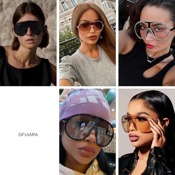 Trendy Oversized Sunglasses for Women Men Fashion Shield Aviator Sun Glasses UV400 Protection Goggles