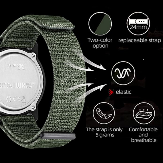 Digital Watch Military Watches for Men Black Tactical Sports Waterproof Men's Women's Wrist Watch with LED Backlight Nylon Band Stopwatch,Green