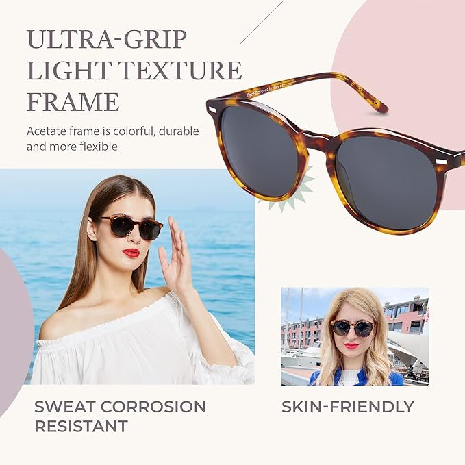 DUCO Polarized Sunglasses for Women Retro Round Women's Sunglasses Classic Vintage UV400 Shades DC1230