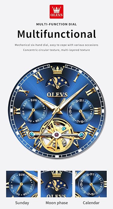 OLEVS Watches Men Waterproof Luxury Big Face Mens Watch Stainless Steel Quartz Analog Dress Watches for Men Luminous Multifunction Man Watch Relojes De Hombre
