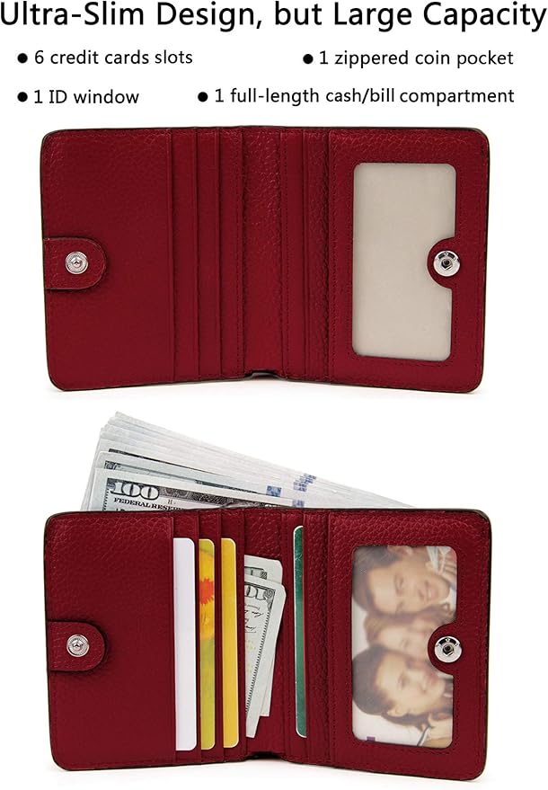 AINIMOER Small Leather Wallet for Women, Ladies Credit Card Holder RFID Blocking Women's Mini Bifold Pocket Purse