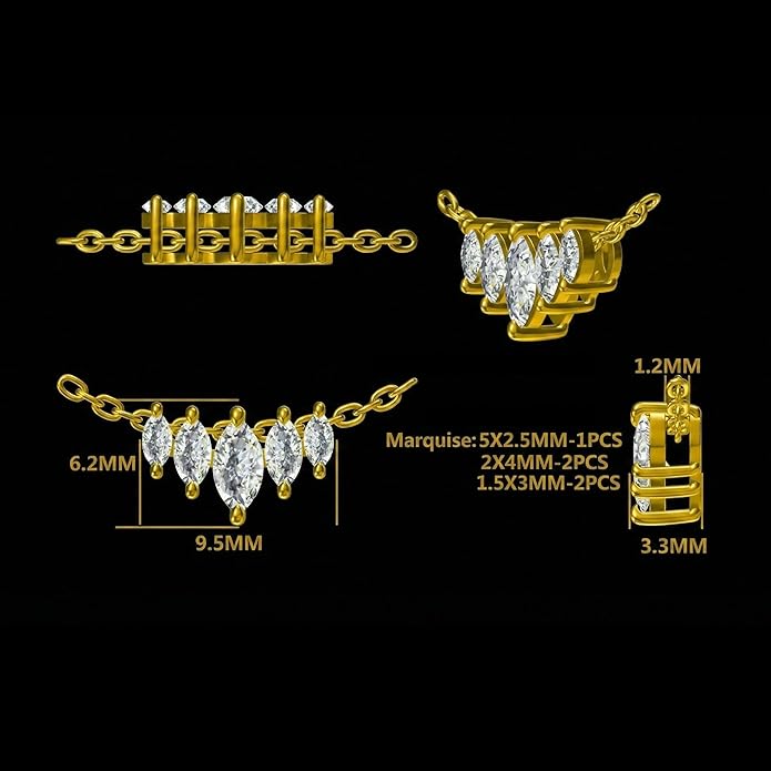 TRYNDI 14K Solid Gold Premium Lab Grown Diamond Necklace for Women – Gold Marquise Necklace Luxury Fine Jewelry Gift For Women, Wife Gifts For Christmas, Birthday, Anniversary and Valentines