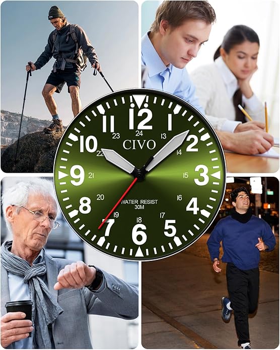 CIVO Analog Wrist Watches for Men: Waterproof Stainless Steel Mens Watches - Silver Watch with Easy Read Dial Men's Watch for Gift