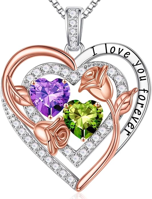 Iefil Mothers Day Gifts for Wife - Sterling Silver Birthstone Necklace Birthday Gifts for Her Wife