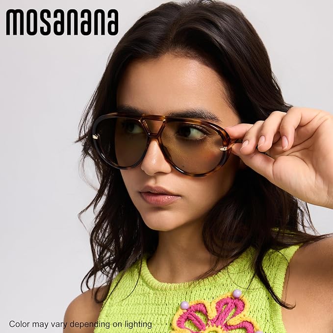 mosanana Trendy Oversized Aviator Sunglasses for Women Retro Style MS52478