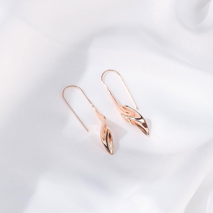 14K Gold Hoop Earrings for Women, Hypoallergenic Spiral Threader Gold Plated Dangle Earrings Fashion Jewelry，Gift for Women