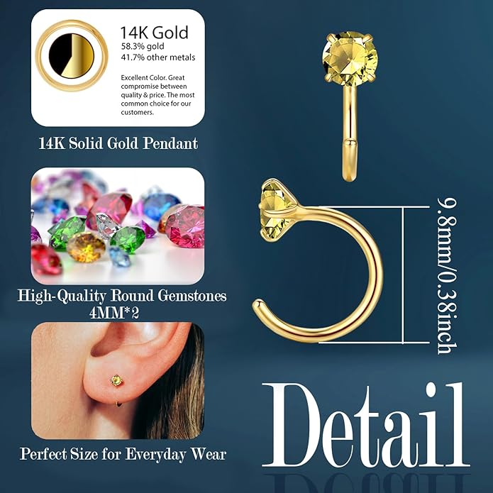 14K Gold Birthstone Huggie Half Hoop Earrings for Women,Round-cut Created Gemstone Minimalist Tiny Earring(4MM*2) Anniversary Birthday Mother's Day Jewelry for Mom Her