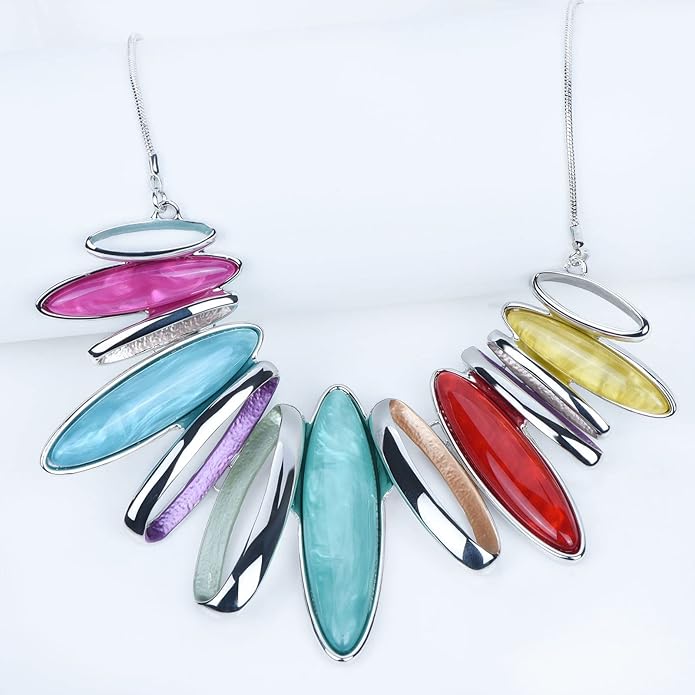 Women's Wedding Party Jewelry Enamel Leaf Rhinestone Cluster Flower Statement Necklace Dangle Earrings Set for Bridal Bridesmaids