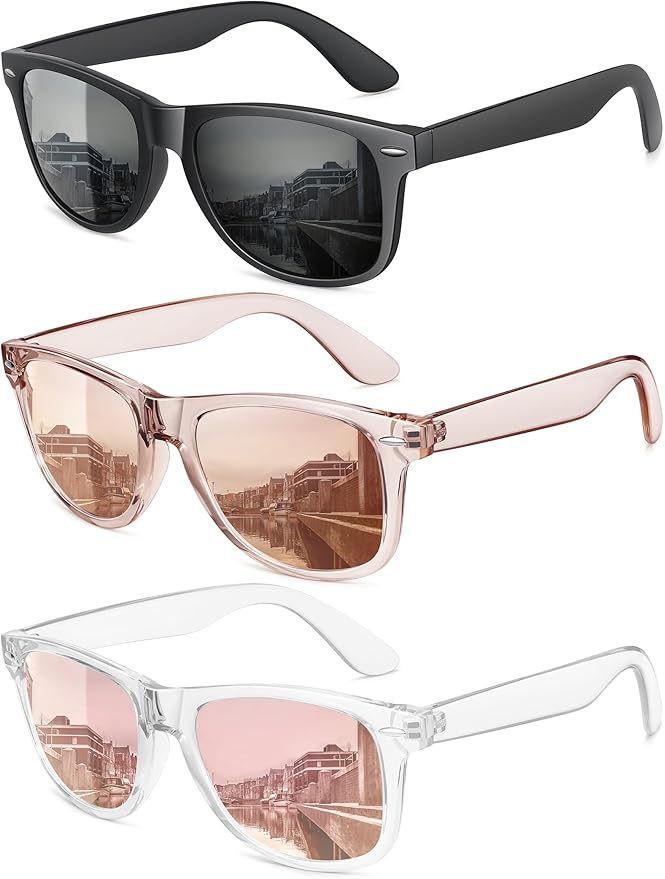 MEETSUN Polarized Sunglasses for Women Men Classic Retro Trendy Driving Sun Glasses UV400 Protection (3 Pack)