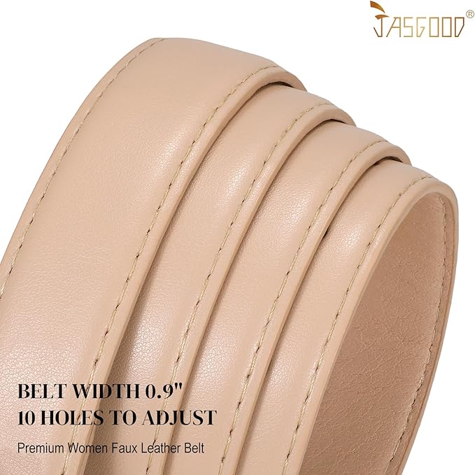 JASGOOD Women Leather Belt Fashion Ladies Skinny Leather Waist Belt for Pants Jeans Dress with Gold Buckle