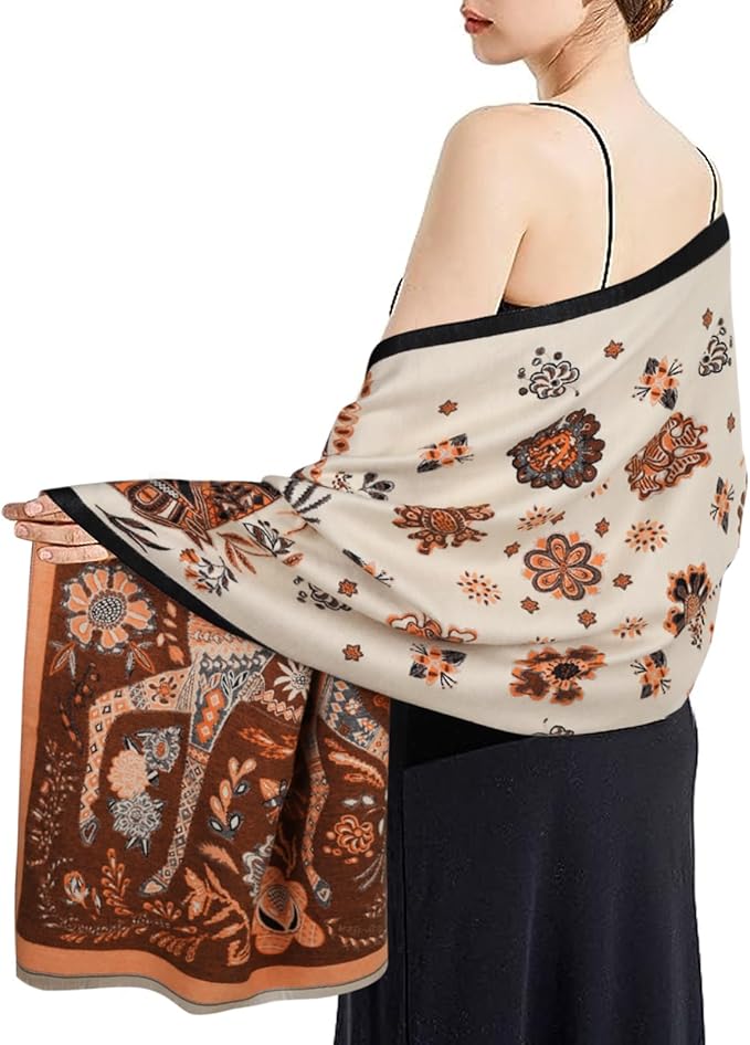 EXTREE Scarfs for Women Pashmina Silky Shawl Wrap for Evening Dressing Blanket Open Front Poncho Cape