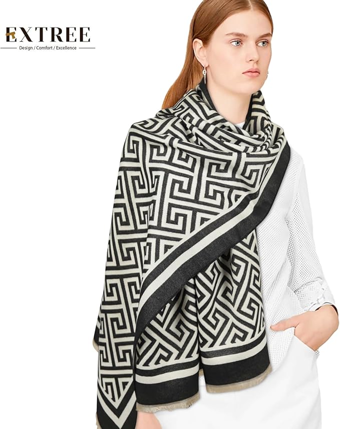 EXTREE Scarfs for Women Pashmina Silky Shawl Wrap for Evening Dressing Blanket Open Front Poncho Cape