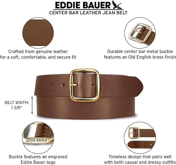 Eddie Bauer Women's Casual Leather Belts with Durable Metal Buckle