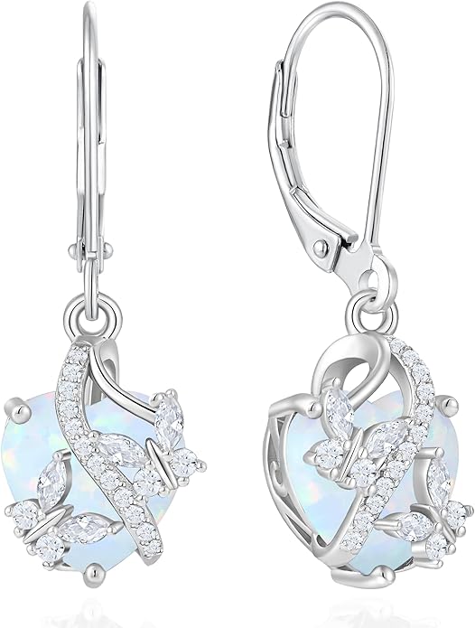 Butterfly Earrings for Women 925 Sterling Silver Heart Earring Birthstone Jewelry
