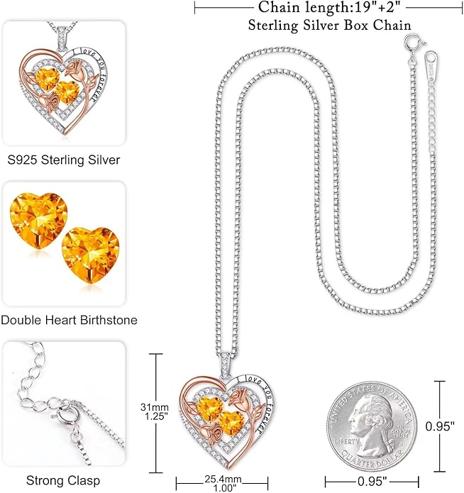 Iefil Mothers Day Gifts for Wife - Sterling Silver Birthstone Necklace Birthday Gifts for Her Wife