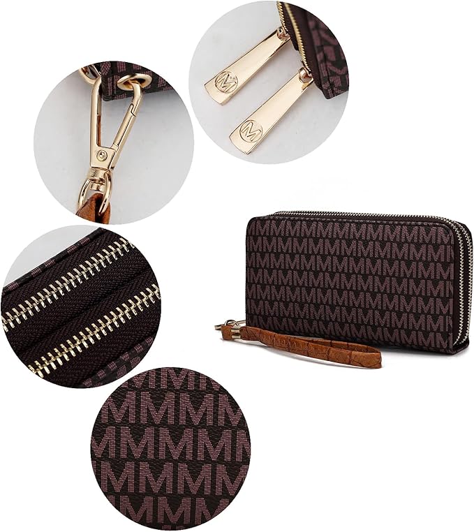 MKF Collection Wristlet Wallet for Women, Small Vegan Leather Credit Card Holder with Zipper Coin Pocket Wallet Purse Handbag By Mia K