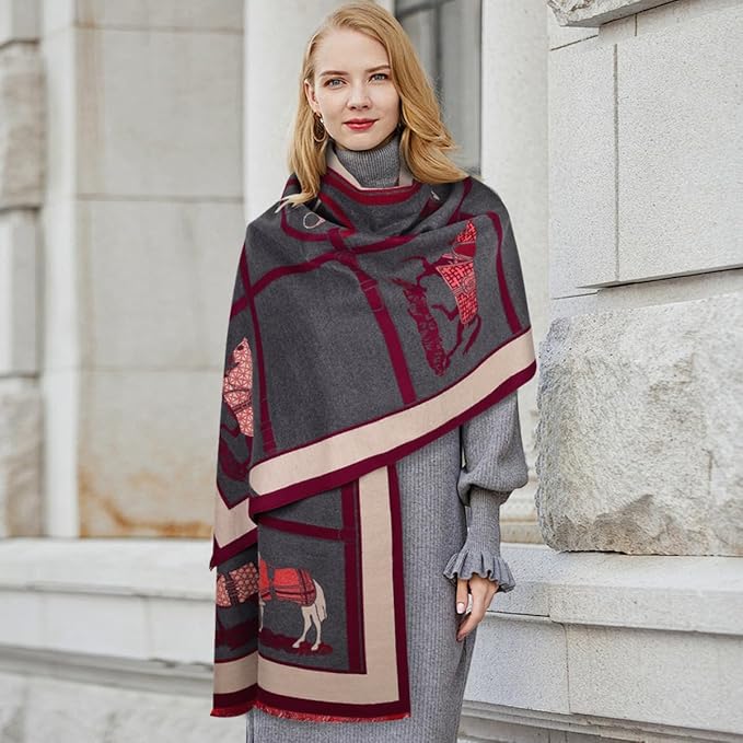 EXTREE Scarfs for Women Pashmina Silky Shawl Wrap for Evening Dressing Blanket Open Front Poncho Cape