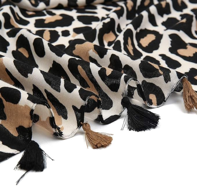 Yeieeo Boho Scarf for Women Lightweight Floral Printed Scarf Fall Winter Fashion Fringed Shawl